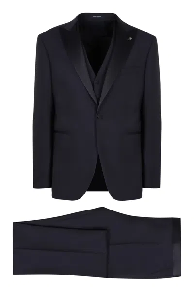 Tagliatore Three-piece Wool Suit In Blue