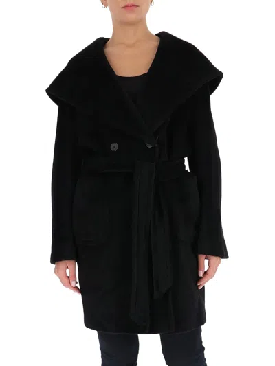 Tagliatore Tie-fastening Oversized Coat In Black