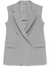 Tagliatore Tailored Grey Sleeveless Blazer With Gold-tone Buttons
