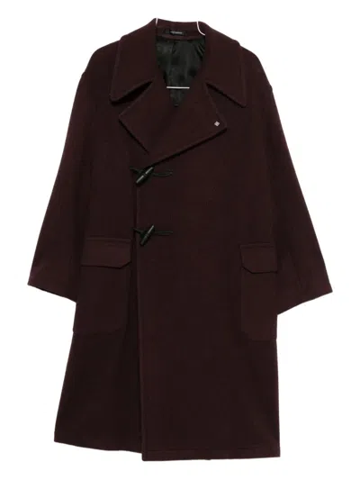 Tagliatore Toggle-fastening Patch-pocket Coat In Burgundy