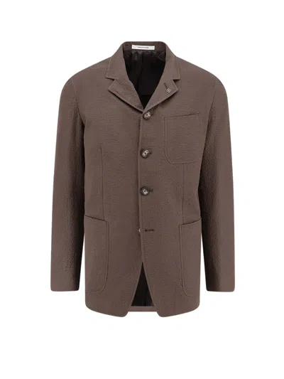 Tagliatore Torrent Wrinkled Cotton Blazer In Brown
