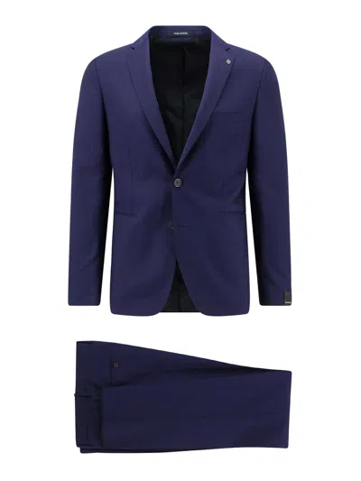Tagliatore Removable Brooch Suit In Blue