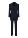 Tagliatore Striped Double-breasted Suit In Wool And Silk In Blue