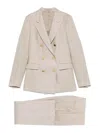 Tagliatore Linen Double-breasted Suit In Taupe In Grey