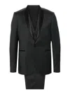 Tagliatore Single-breasted Wool Blend Suit With Satin Lapels In Black