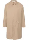 Tagliatore Long Length Trench Coat With Side Pockets In Khaki
