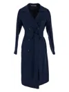 Tagliatore Linen Trench Coat In Blue