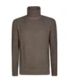 Tagliatore Ribbed Turtleneck Knit Sweater In Brown