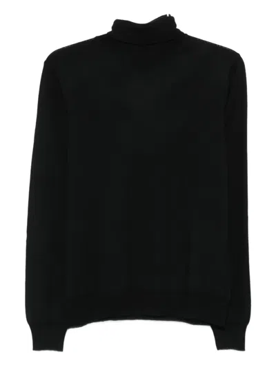 Tagliatore Turtleneck Sweater With Ribbed Cuffs And Hem In Black