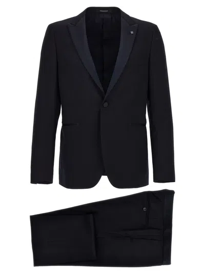 Tagliatore Three-piece Tuxedo Suit In Blue