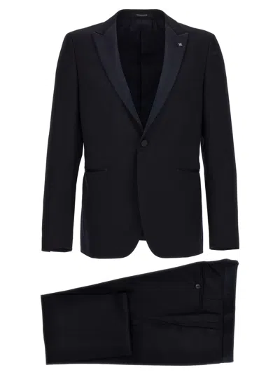 Tagliatore Tuxedo Dress With Single-breasted Blazer In Black