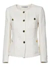 Tagliatore Beverly Crew Neck Jacket In Cream Cotton Tweed