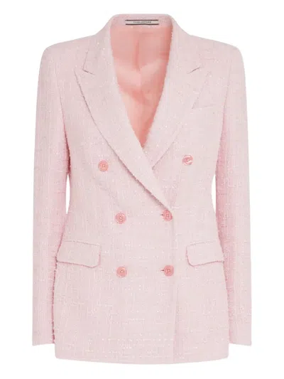 Tagliatore Tweed Double-breasted Jacket In Pink