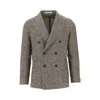 Tagliatore Beige Patterned Double-breasted Jacket In Gray