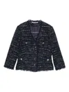 Tagliatore Tweed Frayed-edge Jacket In Blue