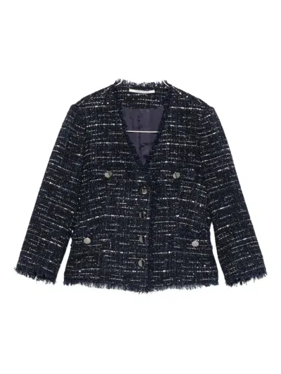 TAGLIATORE TWEED FRAYED-EDGE JACKET