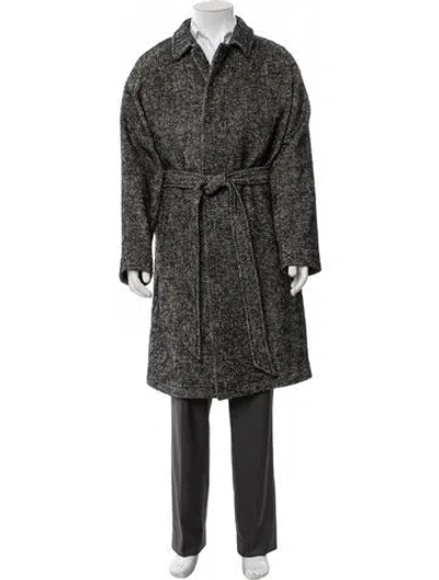 Pre-owned Tagliatore Tweed Pattern Parka In Black