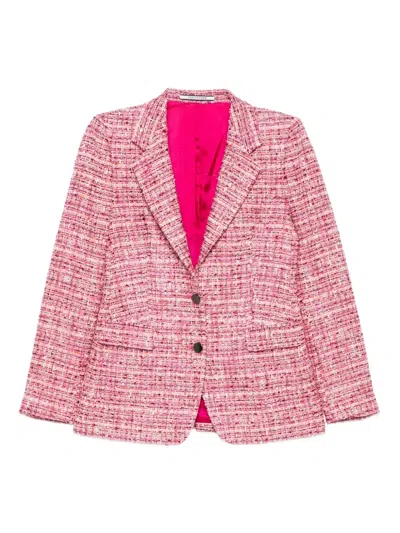 Tagliatore Tweed Two-button Blazer In Pink