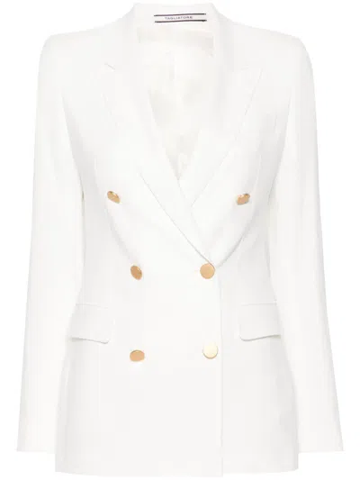 Tagliatore Twill Double-breasted Blazer In White