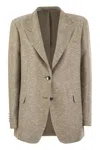 Tagliatore Beige Jacket With Pointed Lapels And Front Pockets