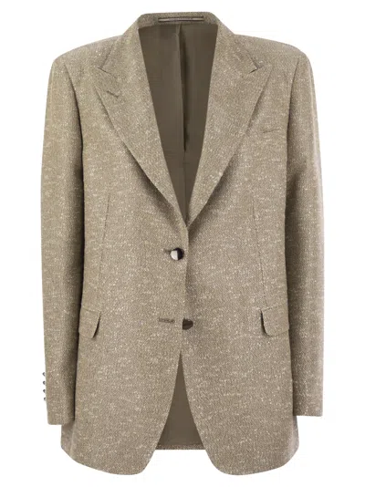 Tagliatore Women's Two-button Jacket With Micro Sequins In Beige