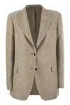 Tagliatore Women's Two-button Jacket With Micro Sequins In Beige