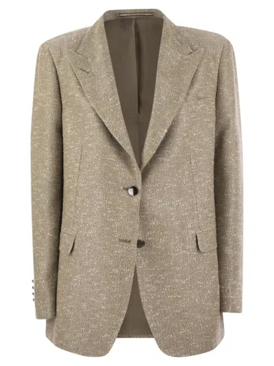 TAGLIATORE TWO-BUTTON JACKET WITH MICRO SEQUINS