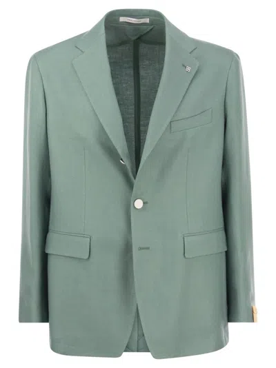 Tagliatore Two-button Linen Jacket In Green