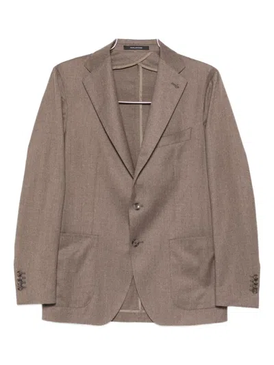 Tagliatore Two-button Patch-pocket Jacket In Brown