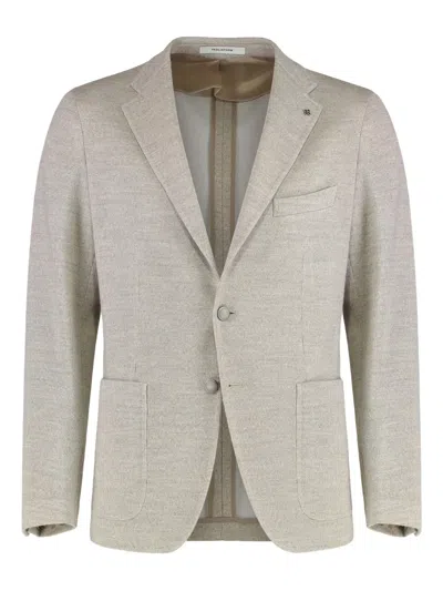 Tagliatore Single-breasted Wool-blend Jacket With Notch Collar In Gray