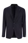 Tagliatore Montecarlo Blue Single-breasted Jacket With Notched Revers In Silk Man