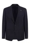 Tagliatore Single-breasted Wool Jacket With Lapel Collar In Blue