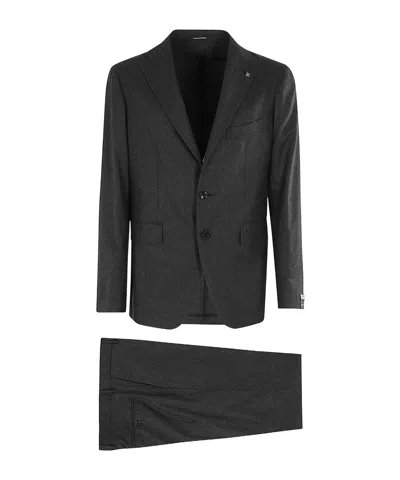 Tagliatore Two-piece Long-sleeved Suit Coat And Trousers In Black