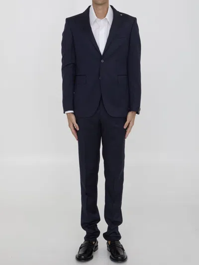 Tagliatore Two-piece Suit In Wool And Silk Blend In Blue