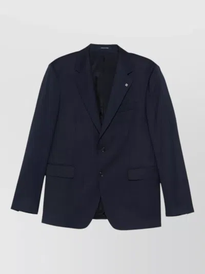 Tagliatore Two Piece Suit Notch Lapel Flap Pockets In Blue