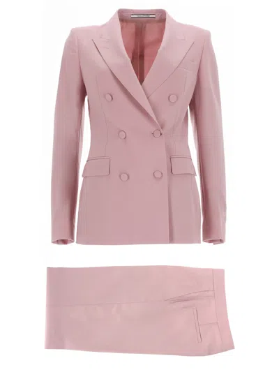 Tagliatore Wool Tailored Two Piece Dress Suit In Pink