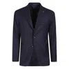 Tagliatore Single-breasted Blue Jacket With Peaked Lapel And Tailored Silhouette In Blue