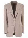 Tagliatore Silk Two-button Jacket With Patch Pockets In Brown