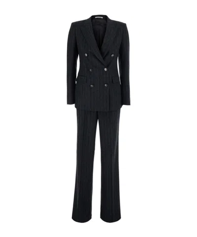 Tagliatore Two-piece Set Including Long-sleeved Suit And Striped Suit Trousers In Black
