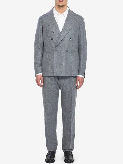 Tagliatore Tailored Two-piece Suit In Virgin Wool In Gray