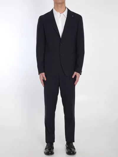 Tagliatore Two-piece Suit In Wool And Silk Blend In Black