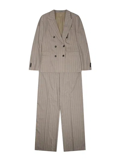 Tagliatore Two-piece Wool Suit In Beige