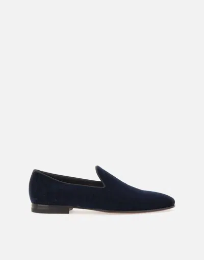 Tagliatore Slip-on Velvet Loafers In Blue