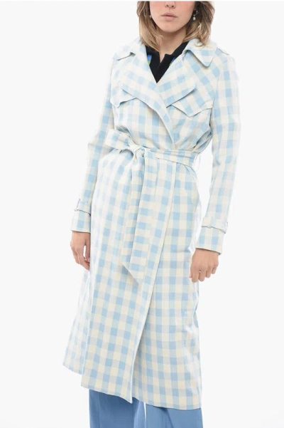 Tagliatore Unlined Carola Trench With Check Pattern In White