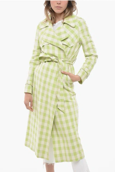 Tagliatore Unlined Carola Trench With Check Pattern In Green