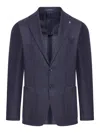 Tagliatore Pique-texture Single-breasted Blazer In Blue