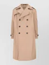 Tagliatore Double-breasted Beige Cotton Trench Coat With Adjustable Belt In Brown