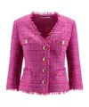 Tagliatore Tweed Blazer With Frayed Profiles In Pink