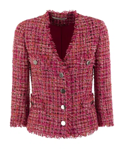 TAGLIATORE V-COLLAR TWEED CASUAL JACKET