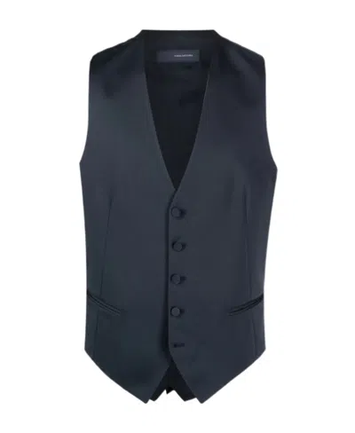 TAGLIATORE TAGLIATORE WELT-POCKETED SINGLE-BREASTED WAISTCOAT